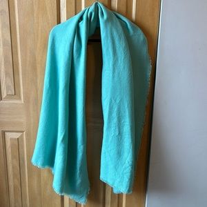 Women’s Turquoise Blue Green Wrap or Scarf with Fringed Edges